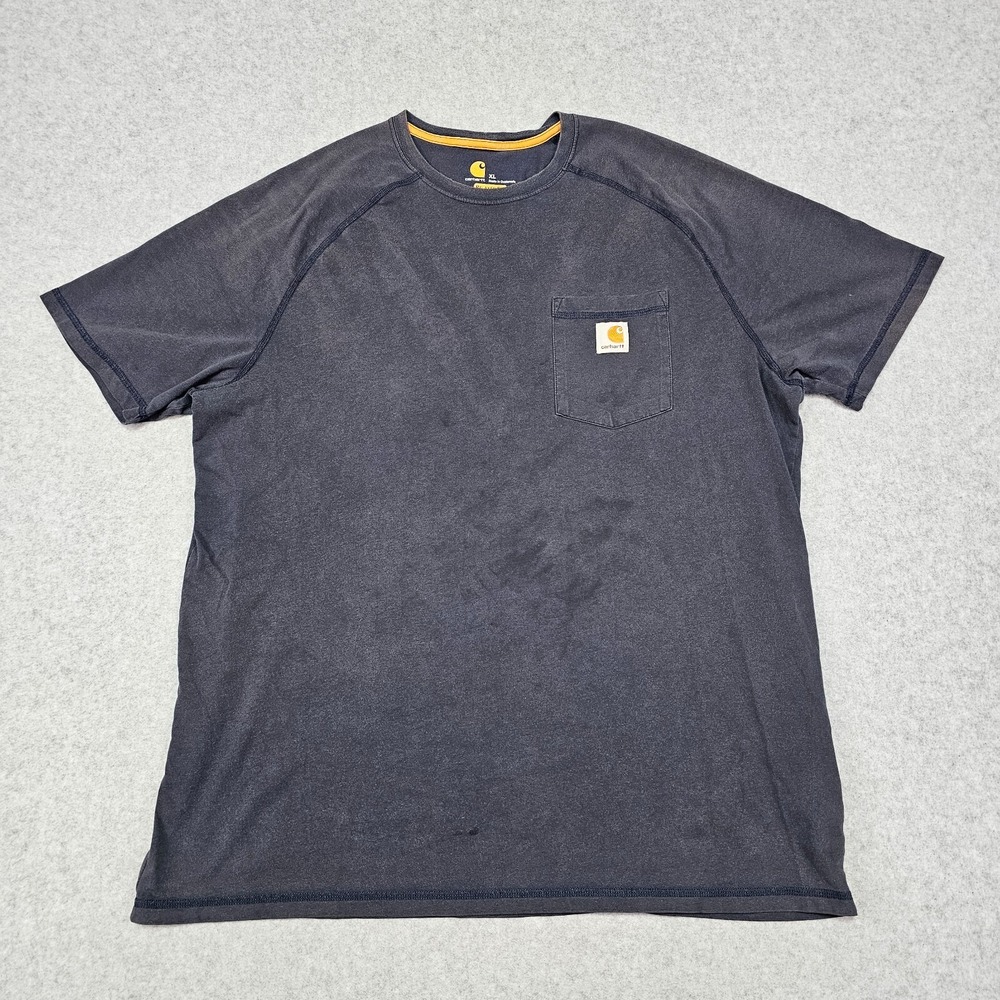 Carhartt Force T-Shirt Mens XL Relaxed Fit Blue Pocket Tee Workwear Distressed